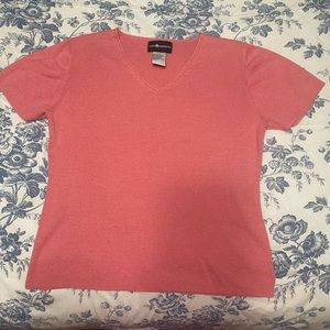 Coral short sleeve sweater top.  Size large.  Sag Harbor brand.